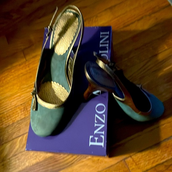 Vintage Enzo Angiolini Shoes for Women jade and gold slingbacks - Picture 5 of 10